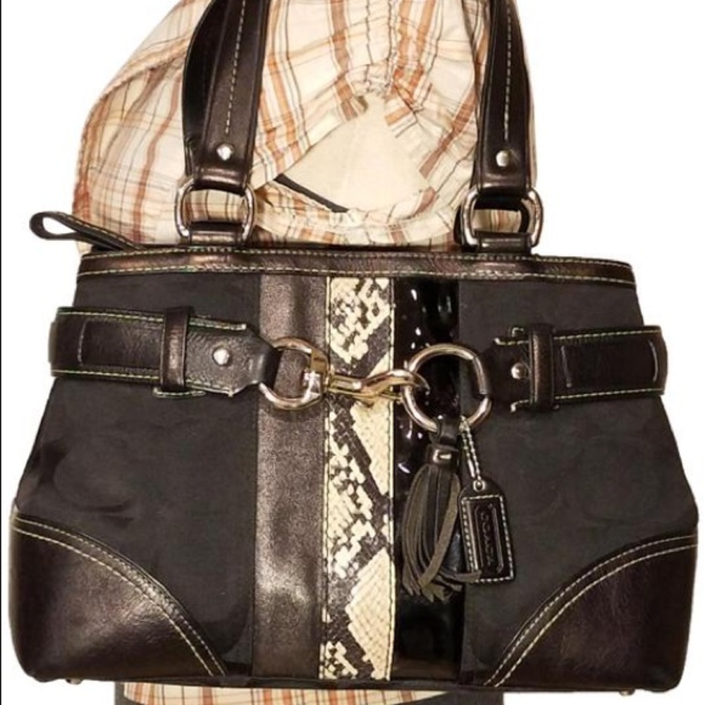 Coach Hampton 10262 Signature Python Tote - image 1